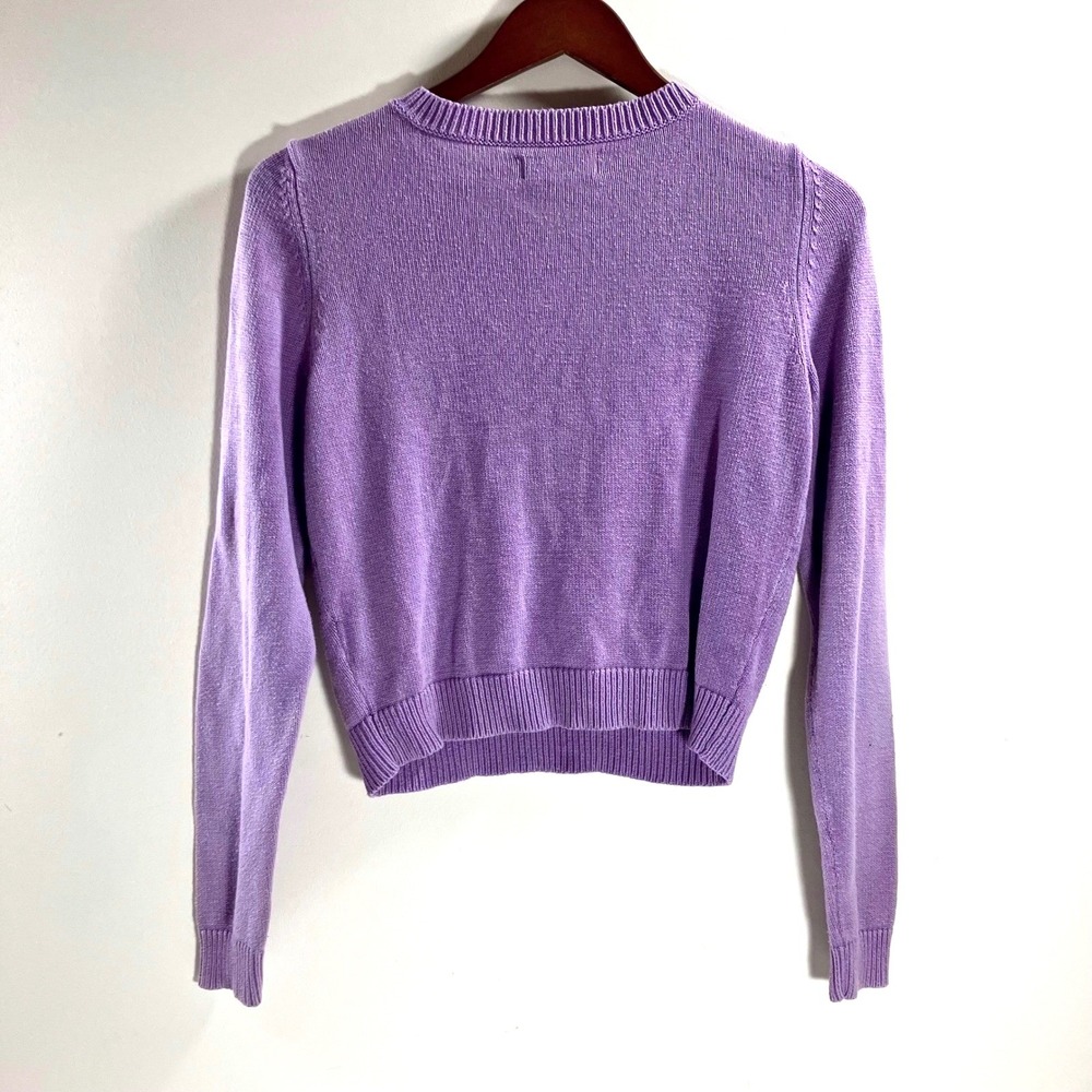 Iron Fist Care Bears Sweater Purple Share Bear Fuzzy Patch Knit Top Small - Picture 3 of 10